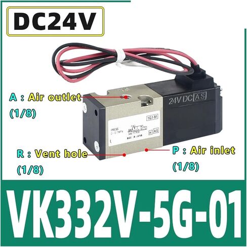 1PCS VK332 ثنائية الموضعين ثلاثية الملف اللولبي الصمام DC24V VK332-5G-M5 VK332V-5G-01 (VK332V-5G-M5) in Kuwait