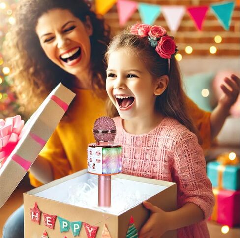 4 في 1 ميكروفون لاسلكي الكاريوكي مع ملصقات ممتعة ، ضوء LED ، للأطفال ، والسيارات ، والتخييم ، والترفيه المنزلي. in Saudi Arabia