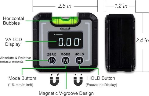 Finder Digital Finder Magnetic & Level Bubble Vial 4 × 90 ° زاوية مقياس الميل ، مقفات المقياس ذات المستوى الصغير للأعمال الخشبية ، البناء ، منشار الطاولة ، الجدار العمودي (أبيض) in Kuwait