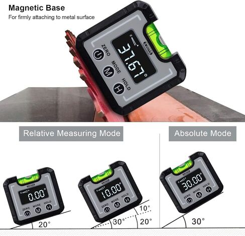 Finder Digital Finder Magnetic & Level Bubble Vial 4 × 90 ° زاوية مقياس الميل ، مقفات المقياس ذات المستوى الصغير للأعمال الخشبية ، البناء ، منشار الطاولة ، الجدار العمودي (أبيض) in Kuwait
