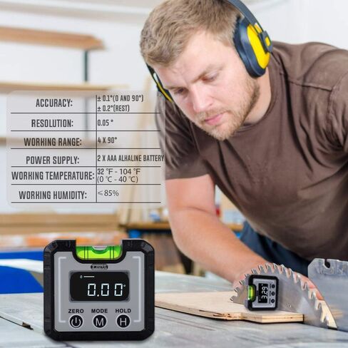 Finder Digital Finder Magnetic & Level Bubble Vial 4 × 90 ° زاوية مقياس الميل ، مقفات المقياس ذات المستوى الصغير للأعمال الخشبية ، البناء ، منشار الطاولة ، الجدار العمودي (أبيض) in Kuwait