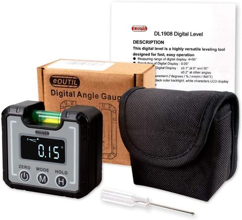 Finder Digital Finder Magnetic & Level Bubble Vial 4 × 90 ° زاوية مقياس الميل ، مقفات المقياس ذات المستوى الصغير للأعمال الخشبية ، البناء ، منشار الطاولة ، الجدار العمودي (أبيض) in Kuwait