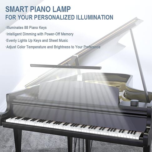 Clip Stella-Pro Piano Light Arm Clip على: التصميم المهني ، الإضاءة غير المتماثلة ، مضادة للوهج ، مستشعر الضوء ، 3000K ~ 6500K CCT قابل للتعديل ، قابلاً للضايق + التحكم عن بُعد ، حماية 12W LED العين in Saudi Arabia