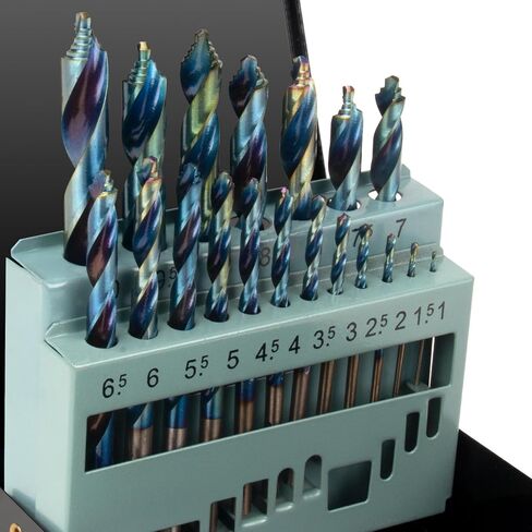 19 Piece Cobalt Stepped Point Drill Bit Set, CLEVEROOL HSS Turbo lmpact Step Drill Bit with Blue Oxide Finish for Stainless Steel Acrylic Iron Wood in Kuwait