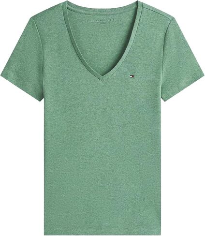 Tommy Hilfiger Women Short Sleeve V-Neck Solid Cotton Tee in Saudi Arabia