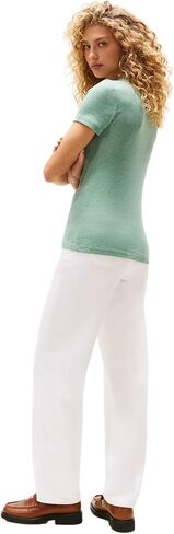 Tommy Hilfiger Women Short Sleeve V-Neck Solid Cotton Tee in Saudi Arabia
