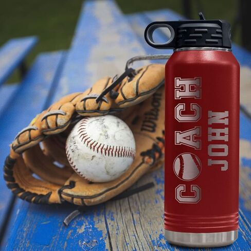 PlaqueMaker Customizable Coach Water Bottle - Include Your Personal Text (Pink) in Kuwait
