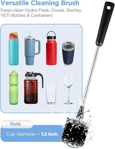 EasyAcc [3 Pack] Water Bottle Cleaner Brush for Owala Stanley Hydroflask, Long Handle Water Bottle Scrubbing Brush, with Straw Cleaner & Nipple Brush, for Coffee Mugs, Tumblers, Ice Tea Jars in Kuwait