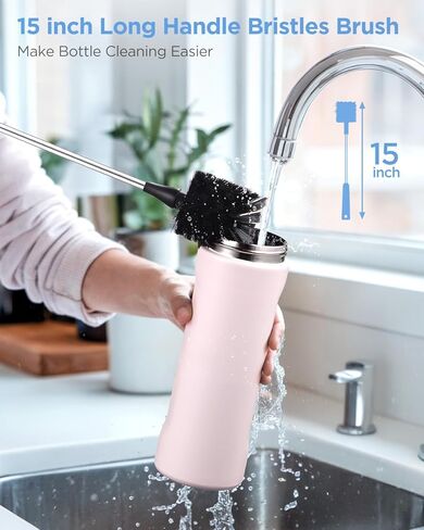 EasyAcc [3 Pack] Water Bottle Cleaner Brush for Owala Stanley Hydroflask, Long Handle Water Bottle Scrubbing Brush, with Straw Cleaner & Nipple Brush, for Coffee Mugs, Tumblers, Ice Tea Jars in Kuwait