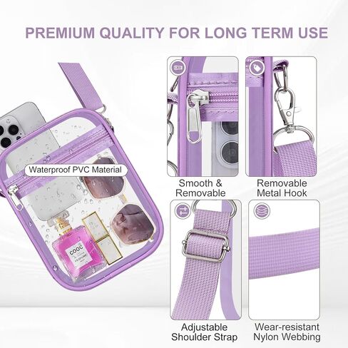 وافق Clear Bag Stadium على محفظة واضحة للنساء حقيبة Clear Crossbody لأحداث الملعب المهرجانات in Kuwait