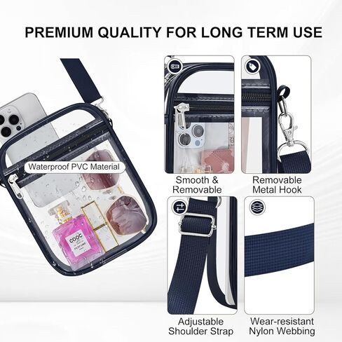 وافق Clear Bag Stadium على محفظة واضحة للنساء حقيبة Clear Crossbody لأحداث الملعب المهرجانات in Kuwait