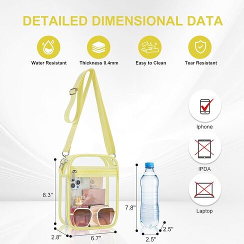 وافق Clear Bag Stadium على محفظة واضحة للنساء حقيبة Clear Crossbody لأحداث الملعب المهرجانات in Kuwait