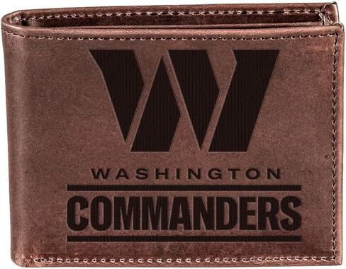 فريق الرياضة America NFL واشنطن القادة Brown Wallet | ثنائية الضعف | شعار مختوم مرخص رسميا | مصنوع من الجلد | منظم المال والبطاقات | صندوق الهدايا المدرجة in Saudi Arabia