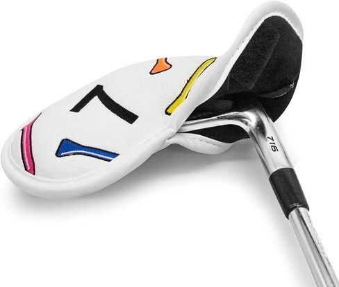 Golf Iron Head Covers 9/10pcs Leather Golf Club Covers for Iron with Magic Tape Fit Most Brand(Colorful Tee/10pcs) in Saudi Arabia