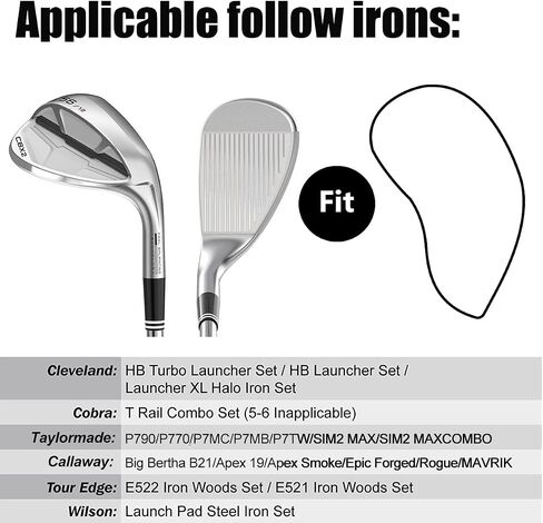 Golf Iron Head Covers 9/10pcs Leather Golf Club Covers for Iron with Magic Tape Fit Most Brand(Colorful Tee/10pcs) in Saudi Arabia
