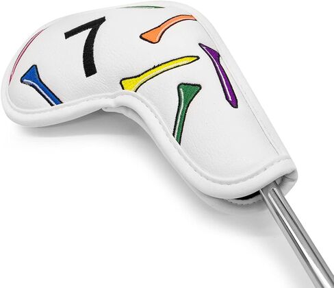 Golf Iron Head Covers 9/10pcs Leather Golf Club Covers for Iron with Magic Tape Fit Most Brand(Colorful Tee/10pcs) in Saudi Arabia