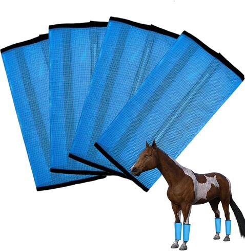 Mesh Horse Fly Boots Set of 4, Breathable Loose Fitting Leggings for Horses, Reduces Stomping & Fatigue, Leg Fly Protection (Blue) in Saudi Arabia