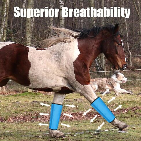 Mesh Horse Fly Boots Set of 4, Breathable Loose Fitting Leggings for Horses, Reduces Stomping & Fatigue, Leg Fly Protection (Blue) in Saudi Arabia
