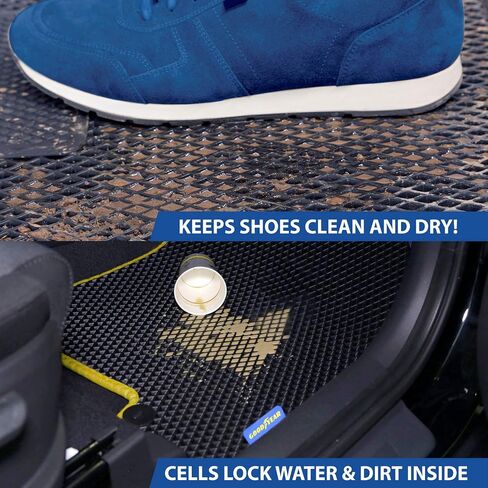 Goodyear All-Weather Car Floor Mats-Custom تناسب Hyundai Santa Fe 19-20 ، 5 PC. مجموعة ، بطانات أرضية الماس الشاقة للسيارات ، سيارات الدفع الرباعي ، الشاحنات - إكسسوارات السيارات الداخلية للتقييم للرجال والنساء - GY007051 in Saudi Arabia