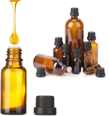 Leak Proof Liquid Orifice Reducer Dropper Eye Dropper Bottle Amber Glass Bottles For Essential Oils Perfume Aromatherapy(100ML) in Saudi Arabia