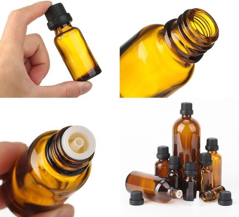 Leak Proof Liquid Orifice Reducer Dropper Eye Dropper Bottle Amber Glass Bottles For Essential Oils Perfume Aromatherapy(100ML) in Saudi Arabia
