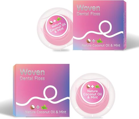Dr. Emma Woven Dental Floss Coconut Oil Infused Expanding Dental Floss, Oral Care Stretchable Floss, Mint 33yd Pink, Pack of 2 in Kuwait