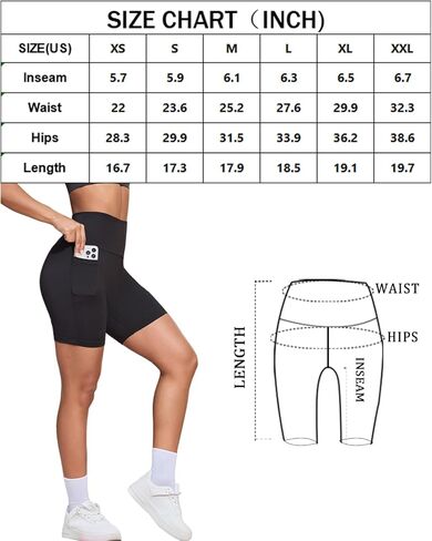 2 Pack Biker Shorts with Pockets for Women, High Waisted Tummy Control No See Through Workout Yoga Shorts in Saudi Arabia