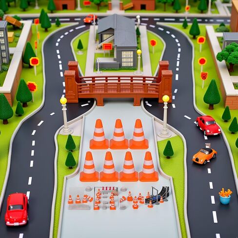 14 Pcs Miniature Road Cone Orange Mini Traffic Cones Plastic Sign Road Cone Toy Roadblock Cone Sign Model Photo Prop Educational for Kids Small Orange Construction Cones,Safety Cones,Safety Barriers in Saudi Arabia