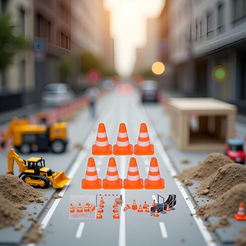 14 Pcs Miniature Road Cone Orange Mini Traffic Cones Plastic Sign Road Cone Toy Roadblock Cone Sign Model Photo Prop Educational for Kids Small Orange Construction Cones,Safety Cones,Safety Barriers in Saudi Arabia