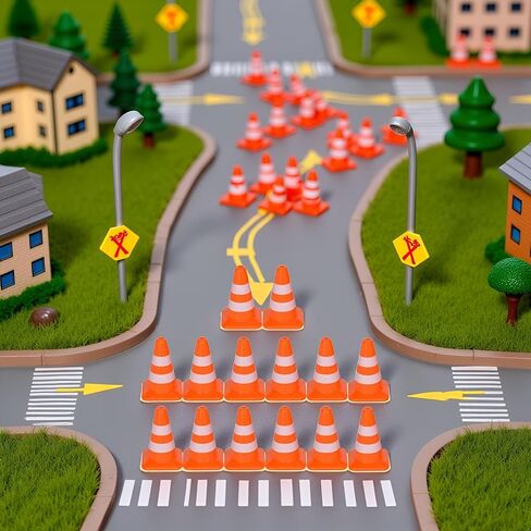 14 Pcs Miniature Road Cone Orange Mini Traffic Cones Plastic Sign Road Cone Toy Roadblock Cone Sign Model Photo Prop Educational for Kids Small Orange Construction Cones,Safety Cones,Safety Barriers in Saudi Arabia