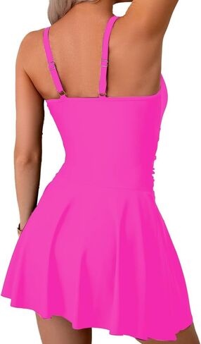 Women's One Piece Swimdress Tummy Control Bathing Suit Tie Knot Swimsuit Skirt in Kuwait