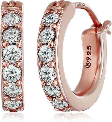 Amazon Collection Platinum or Gold Plated Sterling Hoop Earrings set with Round Cut Infinite Elements Cubic Zirconia in Saudi Arabia