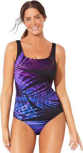 Swimsuits For All Women's Chlorine Resistant Square Neck Tank One Piece Swimsuit (Plus in Kuwait