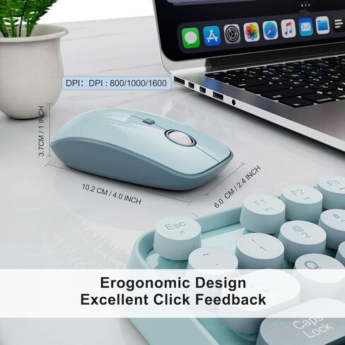 Wireless Keyboard and Mouse Combo - Cute Colorful Keyboard and Mouse, Full-Size Retro Typewriter Keyboard with 2.4GHz Plug & Play, for Windows 11/10/7, Laptop, PC in Saudi Arabia