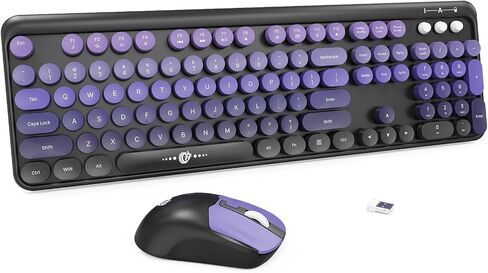 Wireless Keyboard and Mouse Combo - Cute Colorful Keyboard and Mouse, Full-Size Retro Typewriter Keyboard with 2.4GHz Plug & Play, for Windows 11/10/7, Laptop, PC in Saudi Arabia