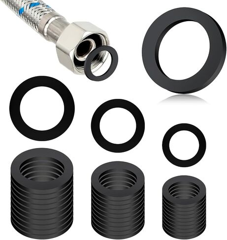 48 Pcs Shower Hose Washers, Rubber Washers Assortment Washer Tap Sealing Rings Shower Head Washer Rubber WasherSeals,1/2 5/8 3/4 Inch Hose WasherSeal for Home Faucets Connecting in Saudi Arabia