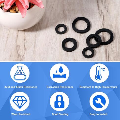 48 Pcs Shower Hose Washers, Rubber Washers Assortment Washer Tap Sealing Rings Shower Head Washer Rubber WasherSeals,1/2 5/8 3/4 Inch Hose WasherSeal for Home Faucets Connecting in Saudi Arabia