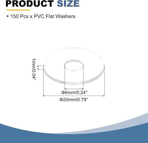 UXCELL 150 PCS M2 PVC غسالات مسطحة واضحة غسالة عادية 2 مم معرف 4 مم OD in Saudi Arabia