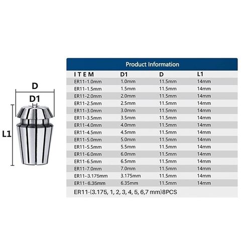 ER11 Collet Chuck 1-7mm 1/4 1/8 AA 0.008mm High Accuracy ER Spring Collet for Bit Milling Clamping Holder 1Pcs(ER11 6.0mm) in Saudi Arabia