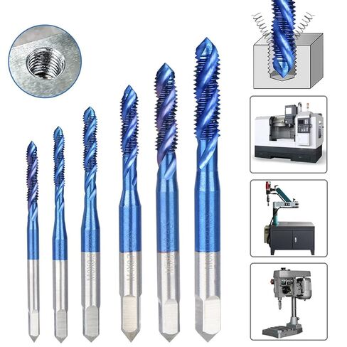 Thread Tap Drill Bit M2-M18 Spiral Flute Screw Machine Tap Blue Coated Metal Screw Hole Tap Drill Machine Tools 1Pcs(M10x1.0) in Saudi Arabia