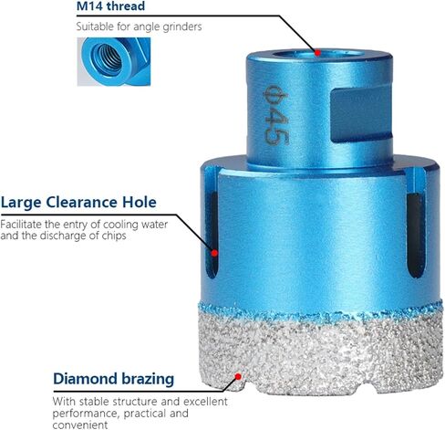 6-80mm M14 الخيط Core Drill Bit Brazed Hole Brazed Hole for Angle Grinder Marble Tile Tile Tile 1PCS (60mm) in Saudi Arabia