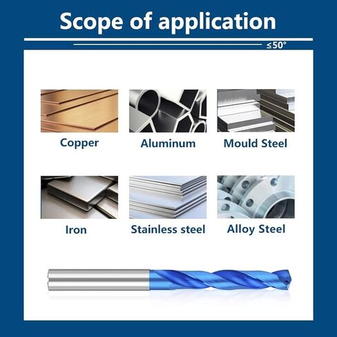 Drill Bit 5D 3.3-9.5mm Tungsten Steel Carbide Drill Bit Blue Coated Drills for Metal Working Machine 1Pcs(5.0mm) in Saudi Arabia