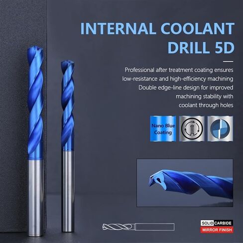 Drill Bit 5D 3.3-9.5mm Tungsten Steel Carbide Drill Bit Blue Coated Drills for Metal Working Machine 1Pcs(5.0mm) in Saudi Arabia