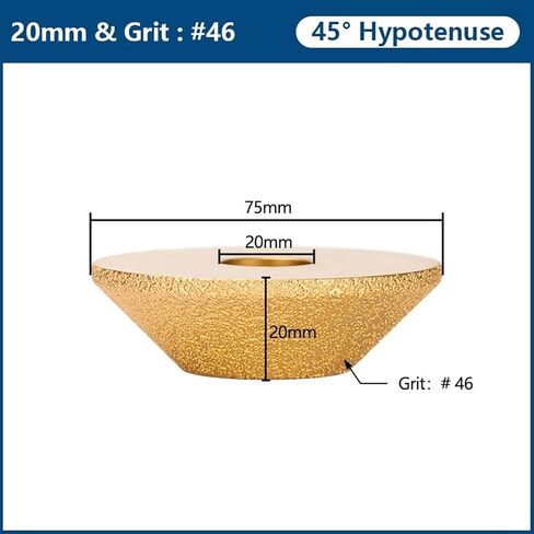 45 درجة انتقاء عجلات من طحن الحواف 20 ملم قطر الماس ناحز طحن العجلة ملائمة الزاوية 3inch 75mm 1pcs (10 ملم) in Saudi Arabia