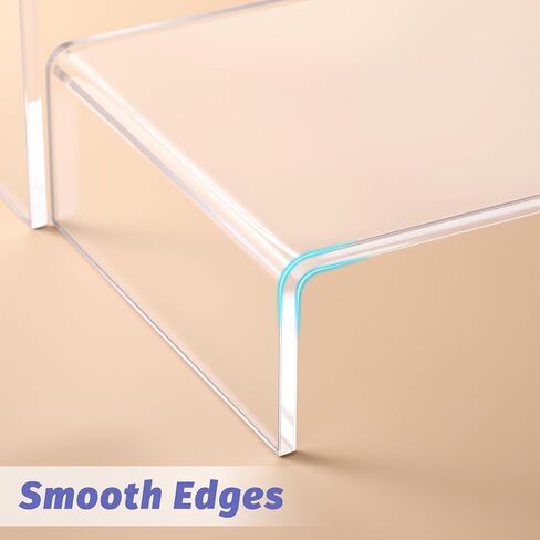 6 Pack Large Acrylic Risers, Clear Rectangular Display Stands Shelf Cupcakes Holder Dessert Showcase Perfume Organizer Shelves for Show Toys Retail Shoe Display Candy Bar Figures Table Decor in Saudi Arabia