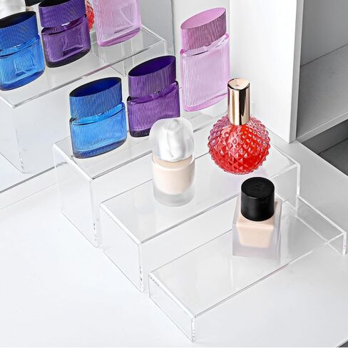 6 Pack Large Acrylic Risers, Clear Rectangular Display Stands Shelf Cupcakes Holder Dessert Showcase Perfume Organizer Shelves for Show Toys Retail Shoe Display Candy Bar Figures Table Decor in Saudi Arabia
