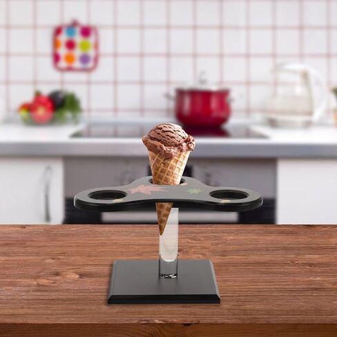 2 ثقبات الآيس كريم مخروط حامل السوشي مع رف عرض الحلوى الأنيق لحفلات المطاعم والأحداث سهلة التنظيف والصيانة in Kuwait