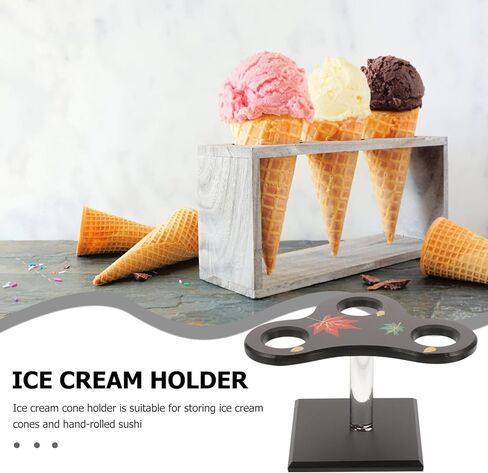 2 ثقبات الآيس كريم مخروط حامل السوشي مع رف عرض الحلوى الأنيق لحفلات المطاعم والأحداث سهلة التنظيف والصيانة in Kuwait