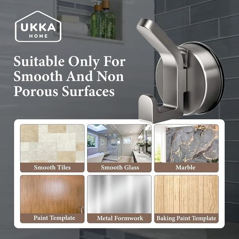 L Shape Suction Cup Dual Hooks for Shower, Bathroom, Kitchen, Home, Glass, Tile. Reusable, ABS Plastic, Rustproof, No Drill. Hang Towel, Robe, Loofah, Sponge, Coat (2, Gray) in Saudi Arabia