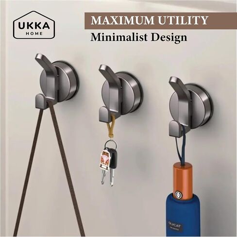 L Shape Suction Cup Dual Hooks for Shower, Bathroom, Kitchen, Home, Glass, Tile. Reusable, ABS Plastic, Rustproof, No Drill. Hang Towel, Robe, Loofah, Sponge, Coat (2, Gray) in Saudi Arabia